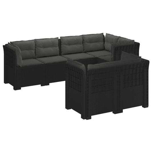 7-Persoons Tuinbank met Kussens Rieten Look PP Antraciet is nu te koop bij PeponiXL, paradijselijk wonen!