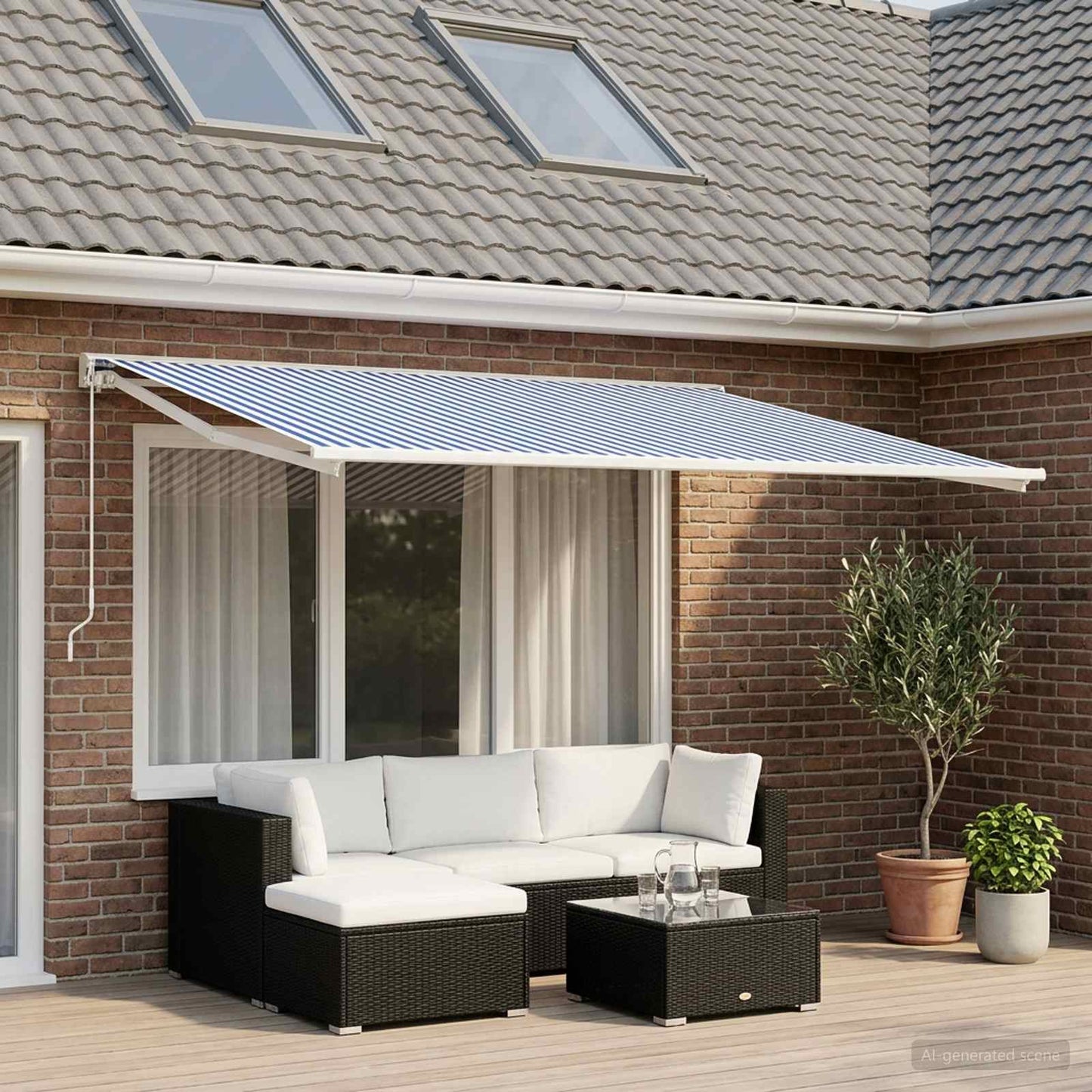 Vervangingsdoek voor zonnescherm Blauw en Wit 400 x 200 cm is nu te koop bij PeponiXL, paradijselijk wonen!