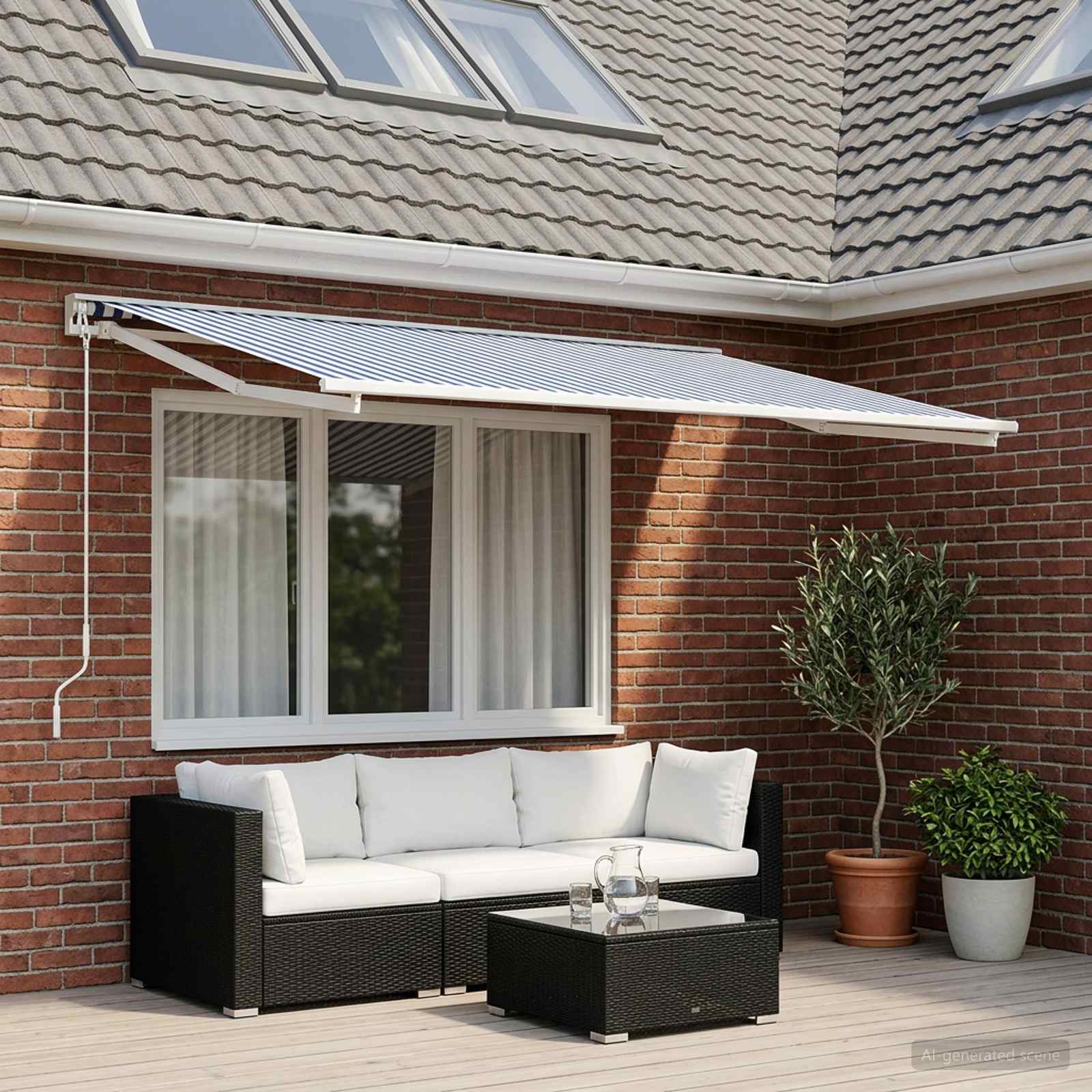 Vervangingsdoek voor zonnescherm Blauw en Wit 400 × 300 cm is nu te koop bij PeponiXL, paradijselijk wonen!