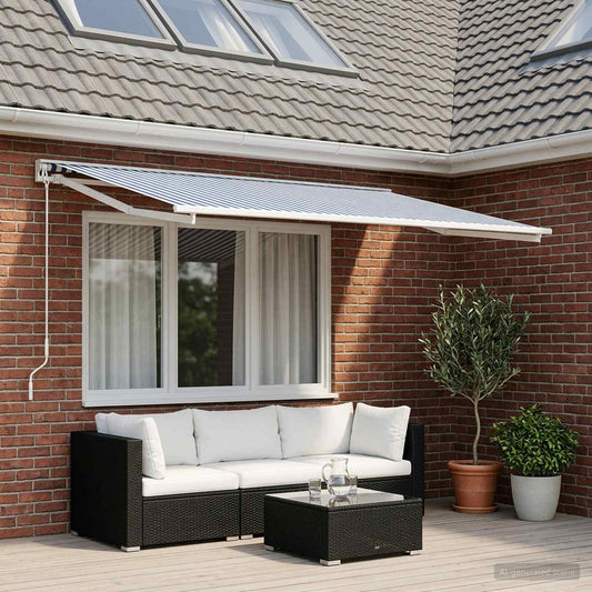 Vervangingsdoek voor zonnescherm Blauw en Wit 400 × 300 cm is nu te koop bij PeponiXL, paradijselijk wonen!