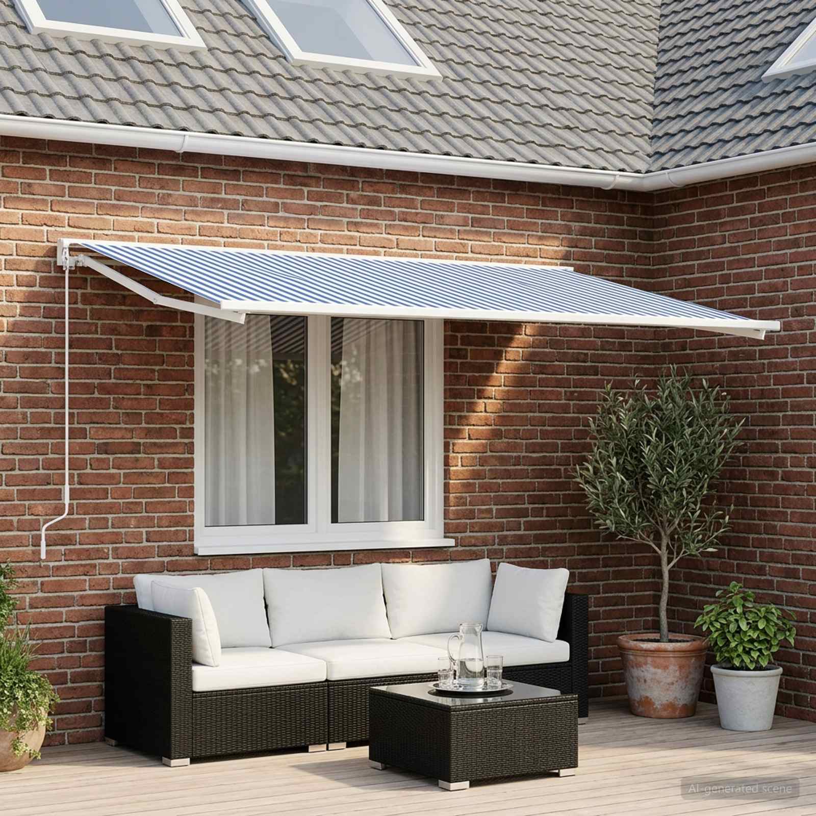 Vervangingsdoek voor zonnescherm Blauw en Wit 600 × 300 cm is nu te koop bij PeponiXL, paradijselijk wonen!