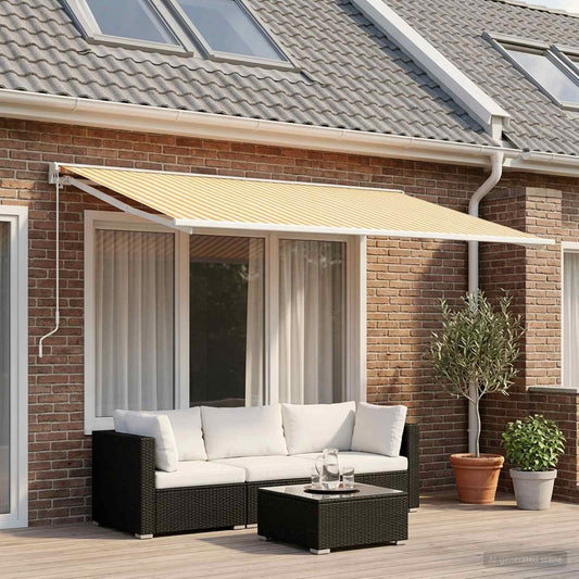 Vervangingsdoek voor zonnescherm Geel en Wit 350 x 200 cm is nu te koop bij PeponiXL, paradijselijk wonen!