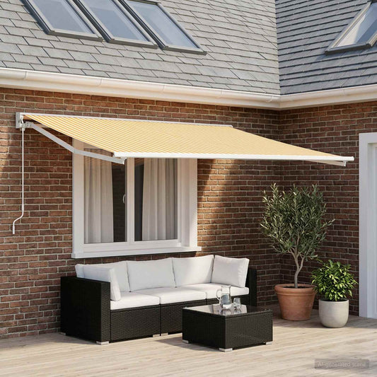Vervangingsdoek voor zonnescherm Geel en Wit 300 x 250 cm is nu te koop bij PeponiXL, paradijselijk wonen!