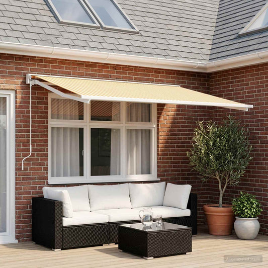Vervangingsdoek voor zonnescherm Geel en Wit 400 × 300 cm is nu te koop bij PeponiXL, paradijselijk wonen!