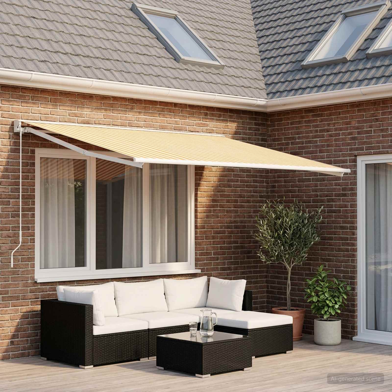 Vervangingsdoek voor zonnescherm Geel en Wit 600 × 300 cm is nu te koop bij PeponiXL, paradijselijk wonen!