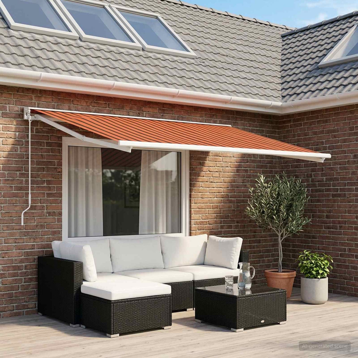 Vervangingsdoek voor zonnescherm Oranje en Bruin 350 x 200 cm is nu te koop bij PeponiXL, paradijselijk wonen!