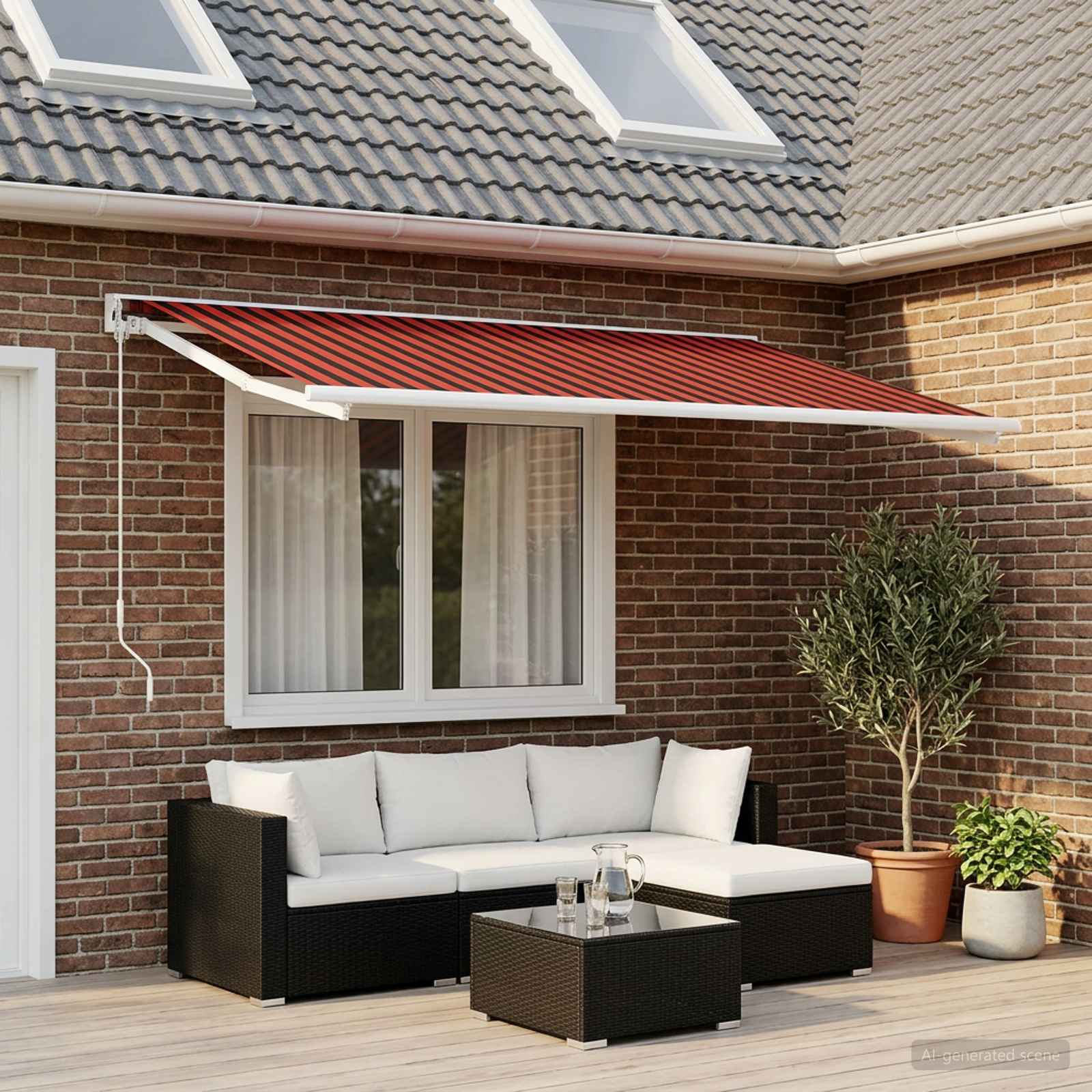 Vervangingsdoek voor zonnescherm Oranje en bruin 400 × 350 cm is nu te koop bij PeponiXL, paradijselijk wonen!