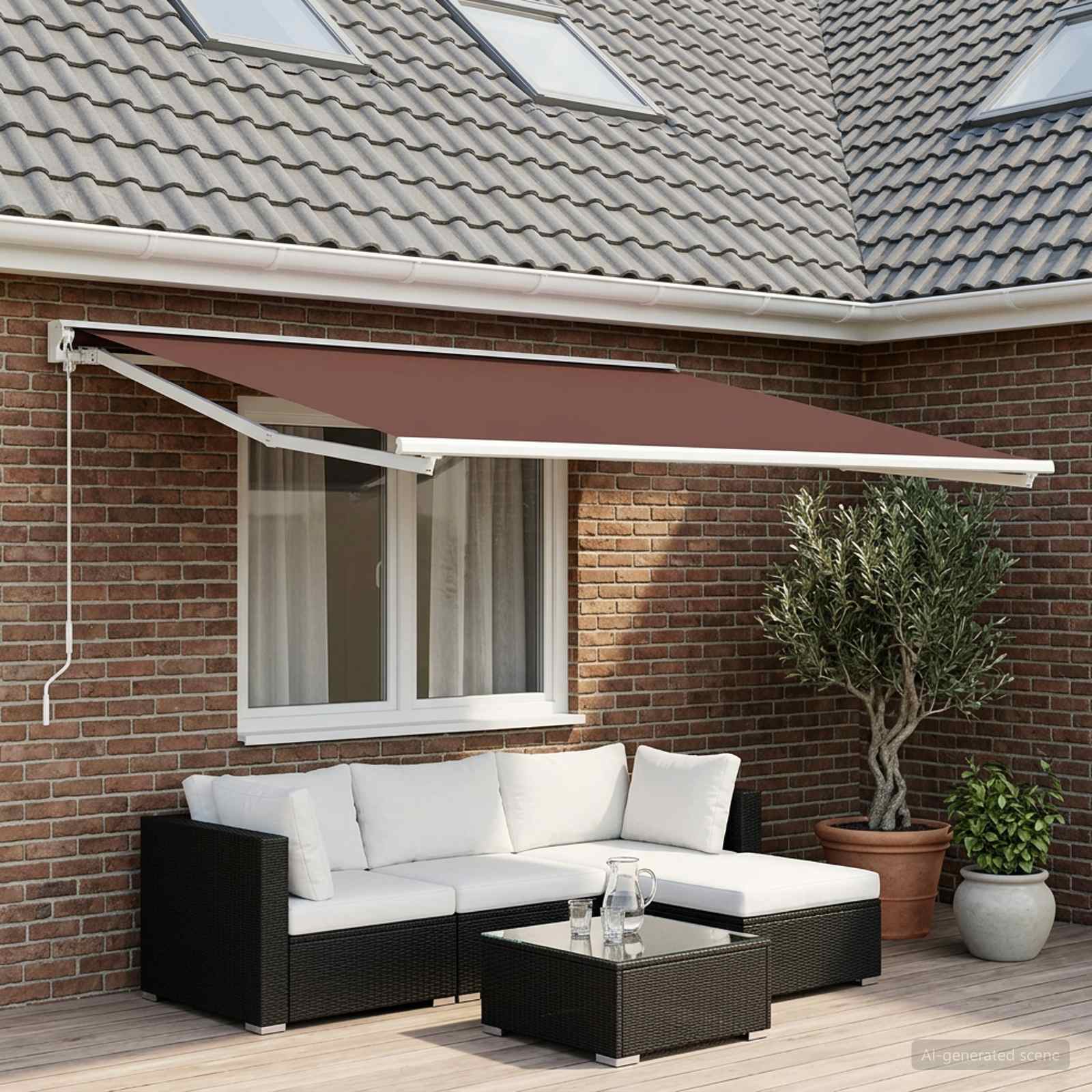 Vervangingsdoek voor zonnescherm Bruin 600 × 300 cm Polyester is nu te koop bij PeponiXL, paradijselijk wonen!