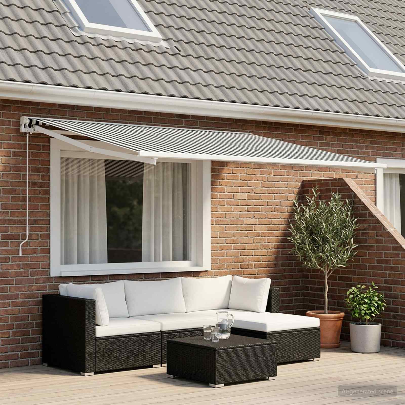 Vervangingsdoek voor zonnescherm Antraciet en Wit 600 × 300 cm is nu te koop bij PeponiXL, paradijselijk wonen!