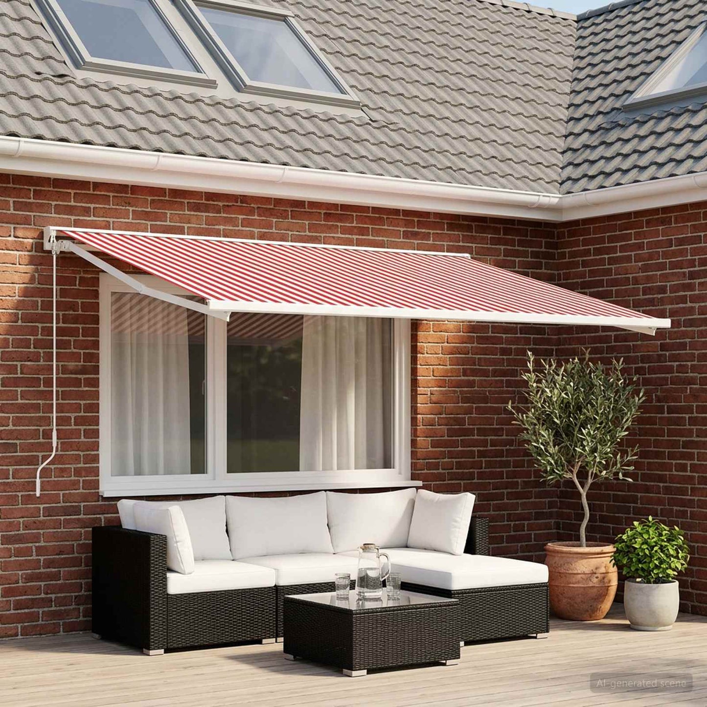 Vervangingsdoek voor zonnescherm Rood en Wit 250 x 200 cm is nu te koop bij PeponiXL, paradijselijk wonen!
