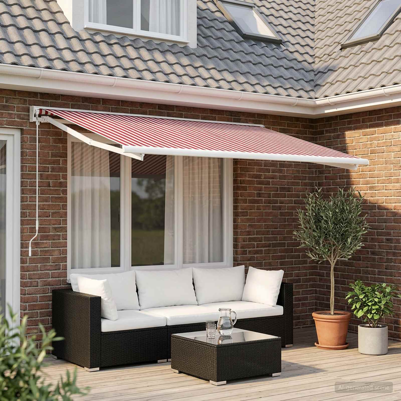Vervangingsdoek voor zonnescherm Rood en Wit 400 × 300 cm is nu te koop bij PeponiXL, paradijselijk wonen!
