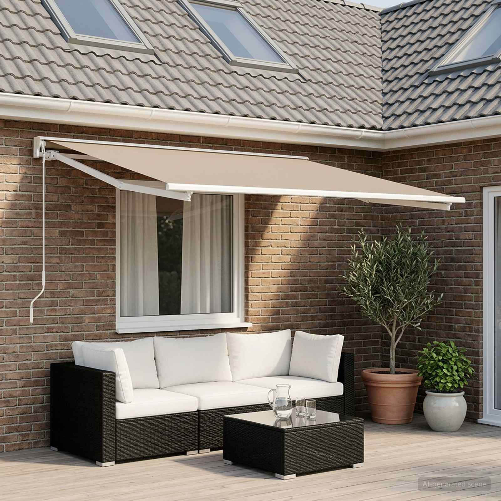 Vervangingsdoek voor zonnescherm Beige 400 × 350 cm Polyester is nu te koop bij PeponiXL, paradijselijk wonen!