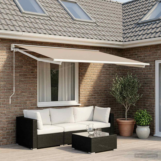 Vervangingsdoek voor zonnescherm Beige 400 × 350 cm Polyester is nu te koop bij PeponiXL, paradijselijk wonen!