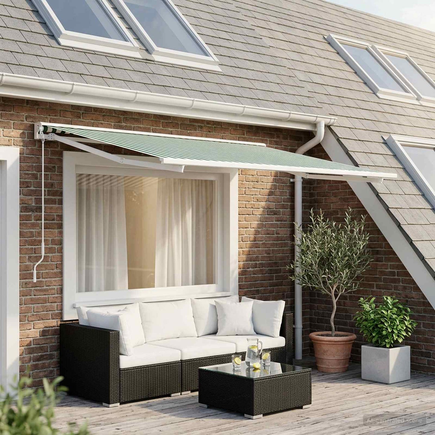 Vervangingsdoek voor zonnescherm Groen en Wit 350 x 200 cm is nu te koop bij PeponiXL, paradijselijk wonen!