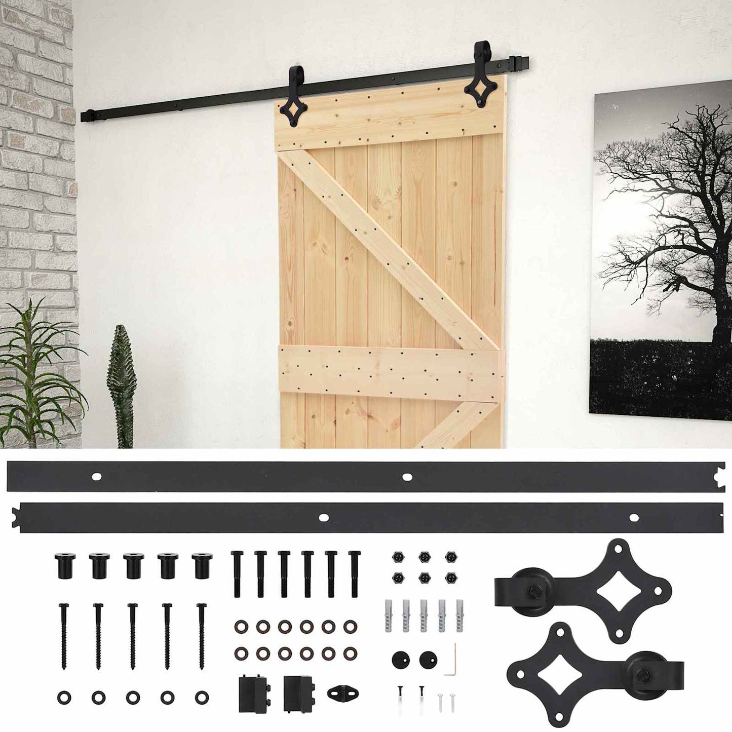 Schuifdeur 80 x 210 cm Massief grenenhout Naturel en Zwart is nu te koop bij PeponiXL, paradijselijk wonen!