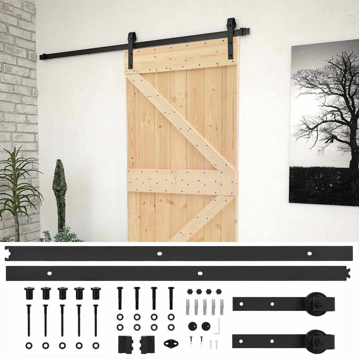 Schuifdeur 90 x 210 cm Massief grenenhout Naturel en Zwart is nu te koop bij PeponiXL, paradijselijk wonen!