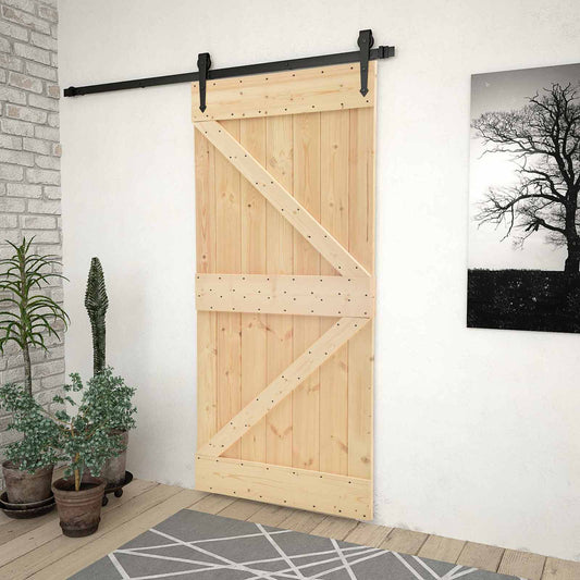 Schuifdeur Naturel en Zwart 100 x 210 cm Massief grenenhout is nu te koop bij PeponiXL, paradijselijk wonen!
