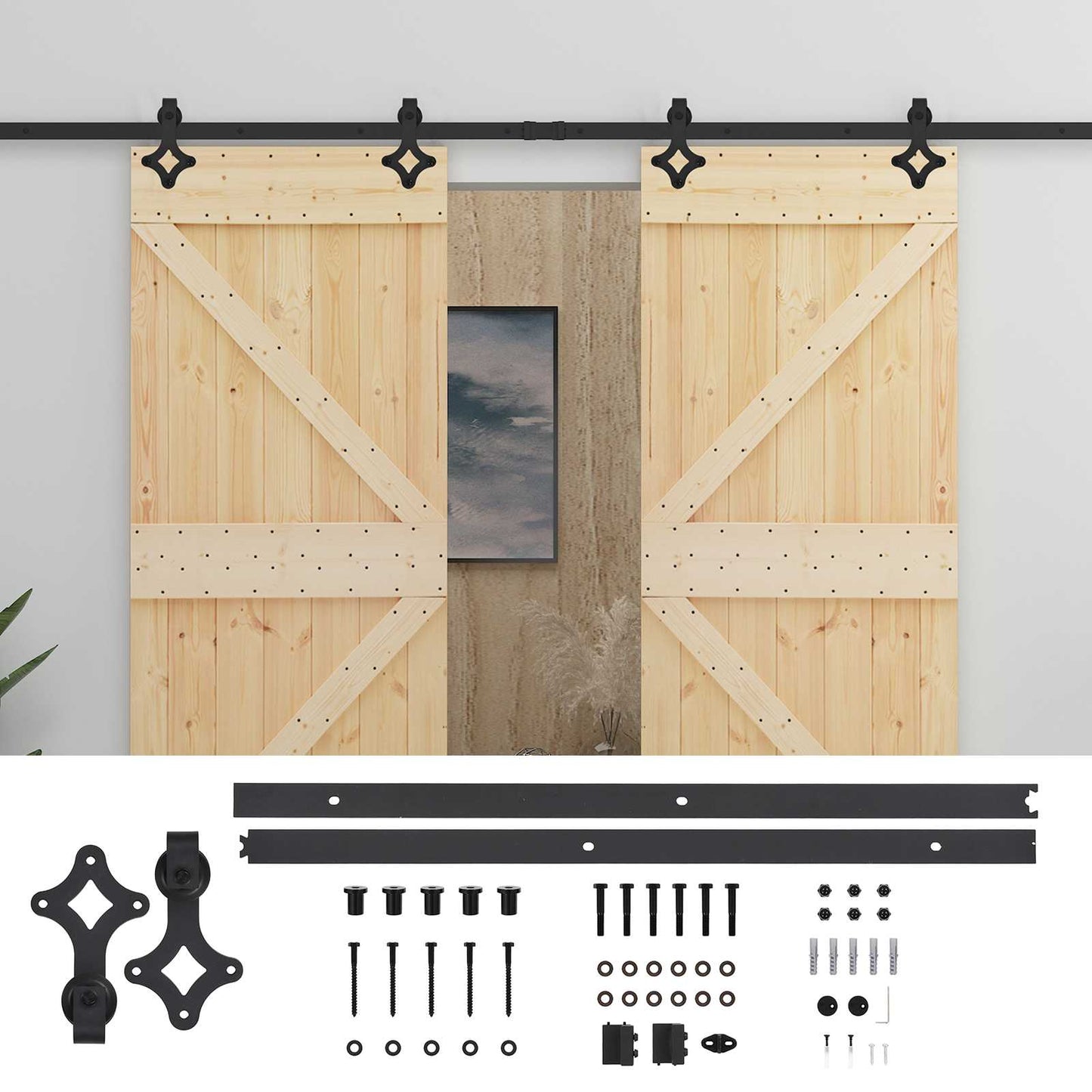 Schuifdeur 2 pcs 80 x 210 cm Massief grenenhout is nu te koop bij PeponiXL, paradijselijk wonen!