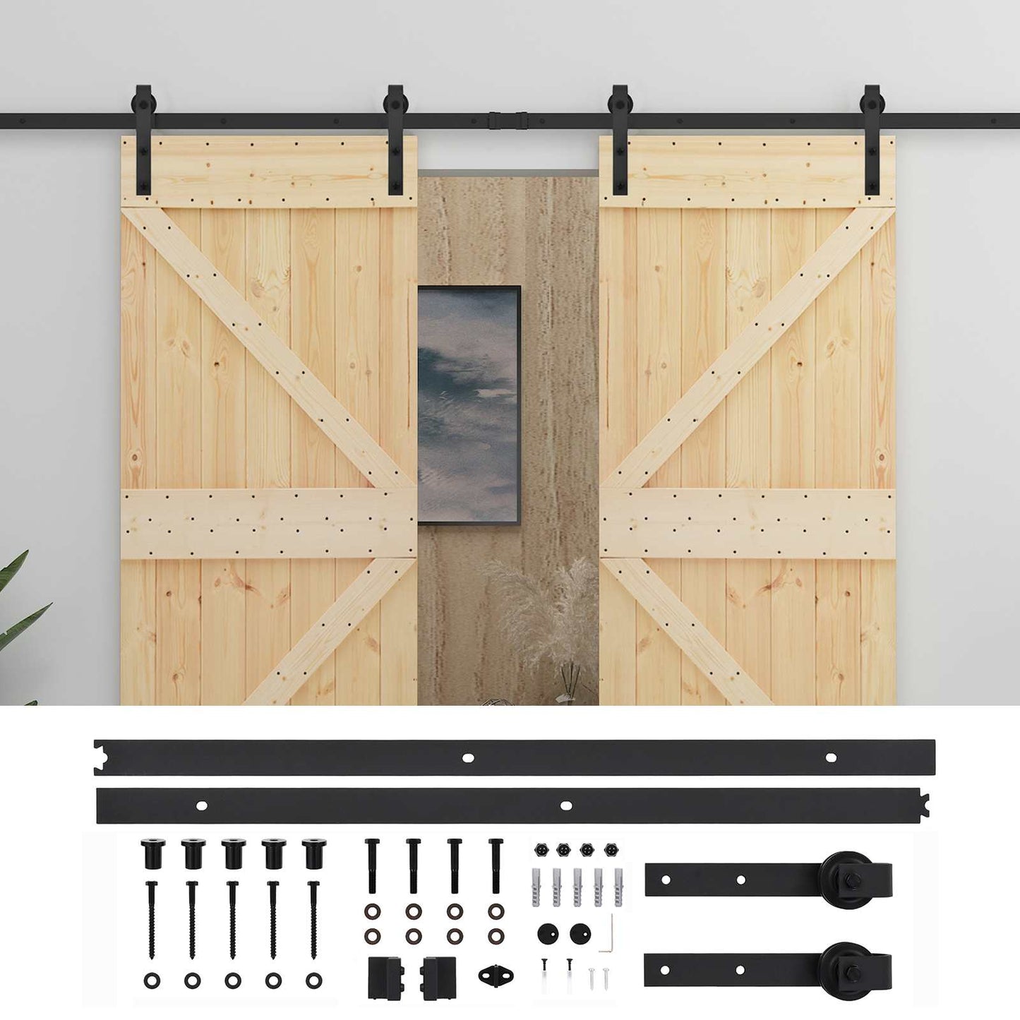 Schuifdeur 2 pcs 80 x 210 cm Massief grenenhout is nu te koop bij PeponiXL, paradijselijk wonen!