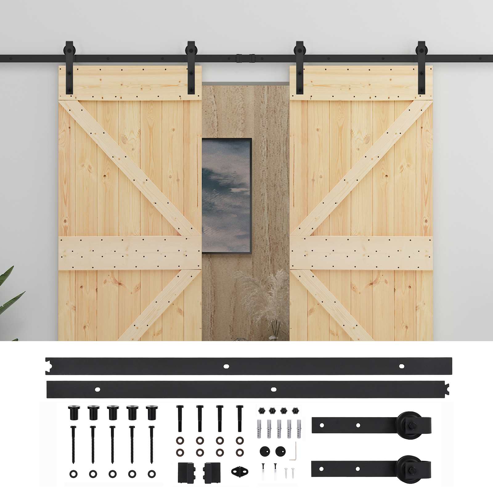Schuifdeur 2 pcs 80 x 210 cm Massief grenenhout is nu te koop bij PeponiXL, paradijselijk wonen!
