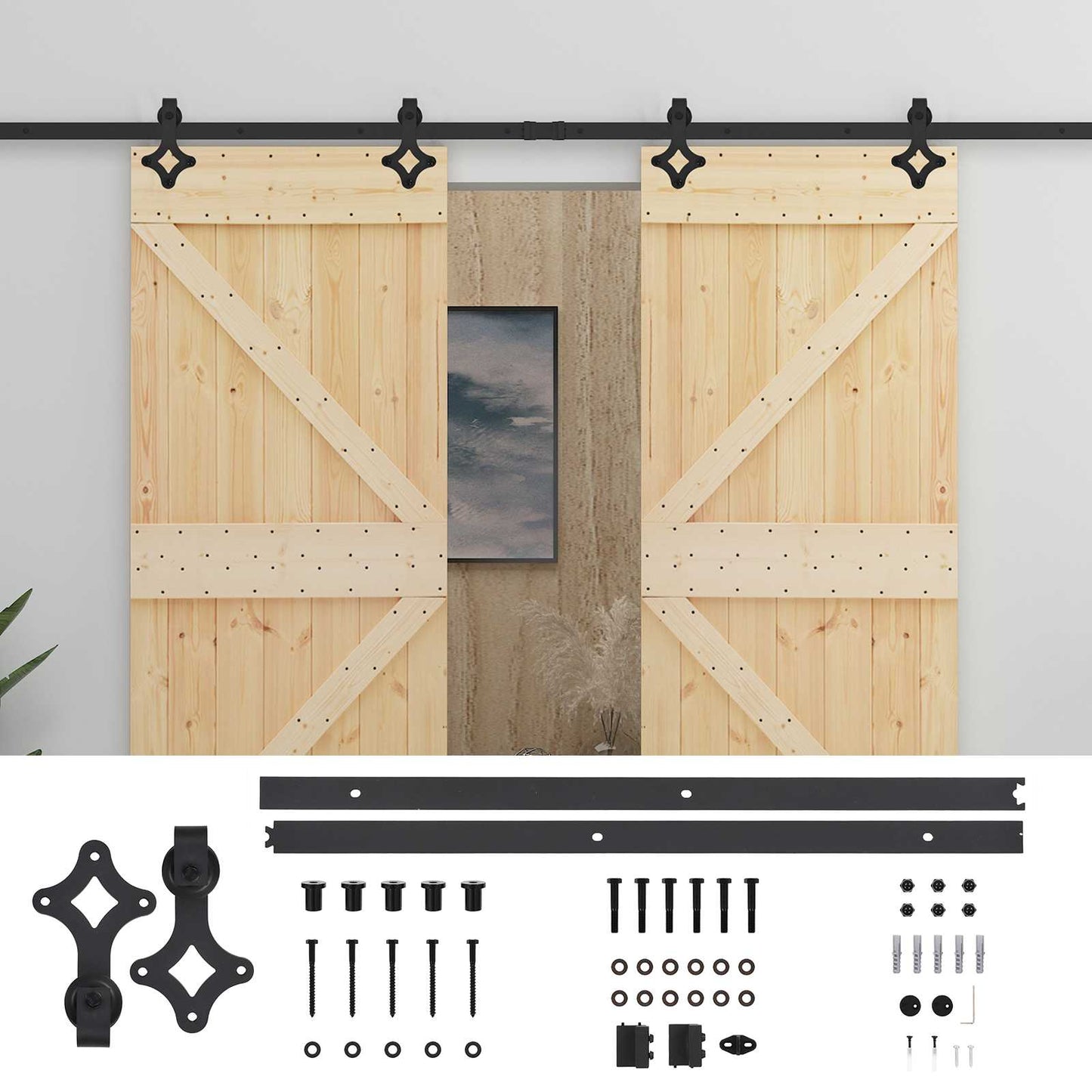 Schuifdeur 2 pcs Naturel en Zwart Massief grenenhout is nu te koop bij PeponiXL, paradijselijk wonen!