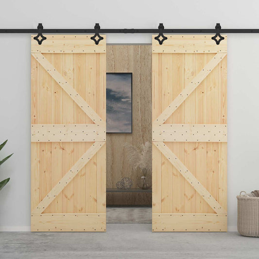Schuifdeur 2 pcs 90 x 210 cm Massief grenenhout is nu te koop bij PeponiXL, paradijselijk wonen!