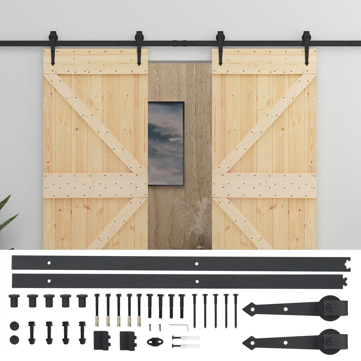 Schuifdeur 2 pcs 90 x 210 cm Massief grenenhout is nu te koop bij PeponiXL, paradijselijk wonen!