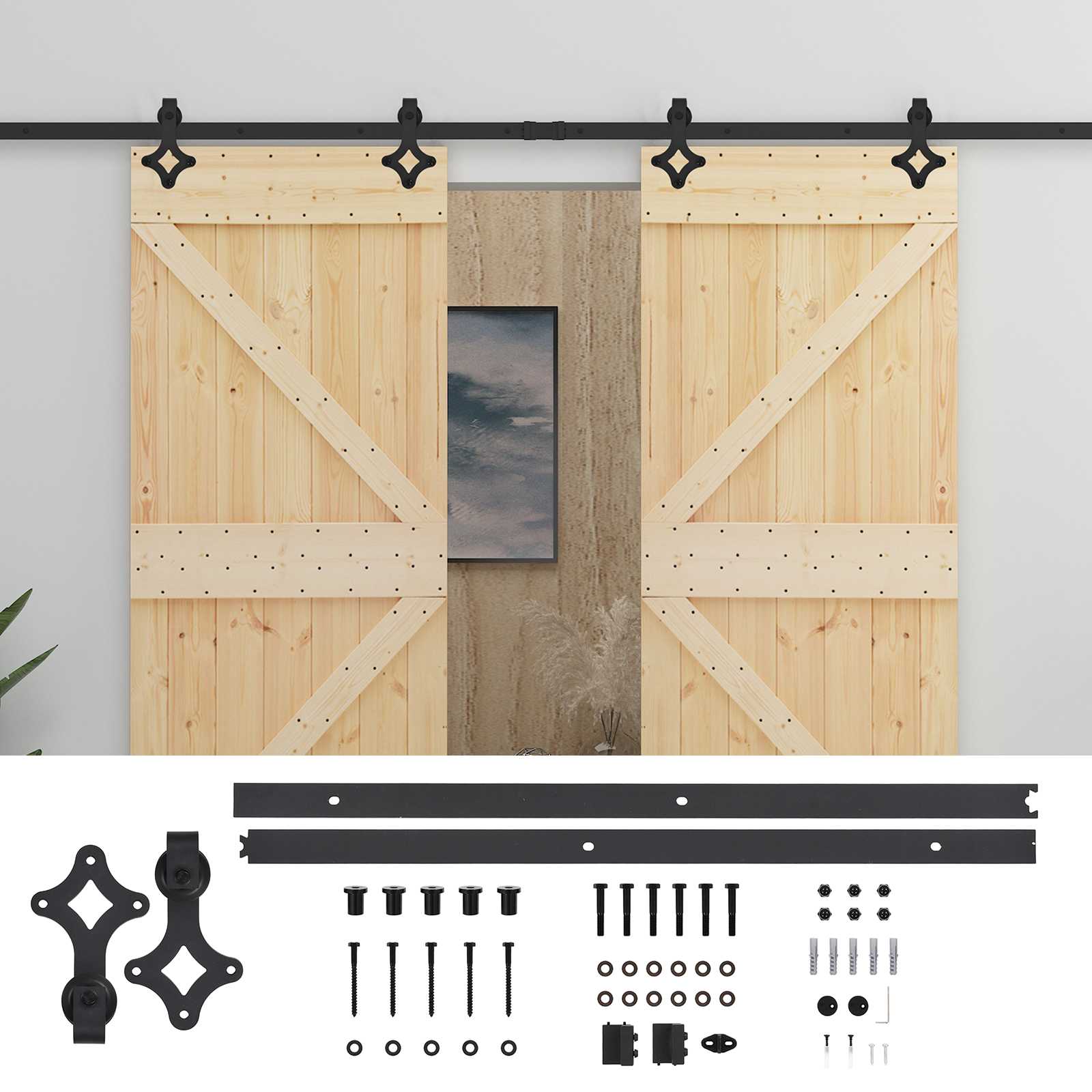 Schuifdeur 2 pcs 100 x 210 cm Massief grenenhout is nu te koop bij PeponiXL, paradijselijk wonen!