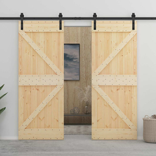 Schuifdeur 2 pcs 100 x 210 cm Massief grenenhout is nu te koop bij PeponiXL, paradijselijk wonen!