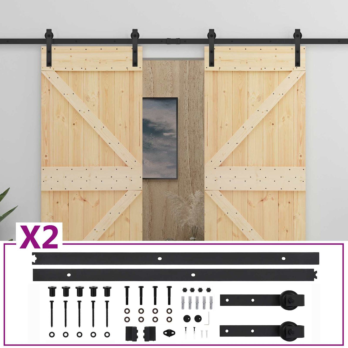 Schuifdeur 2 pcs 100 x 210 cm Massief grenenhout is nu te koop bij PeponiXL, paradijselijk wonen!