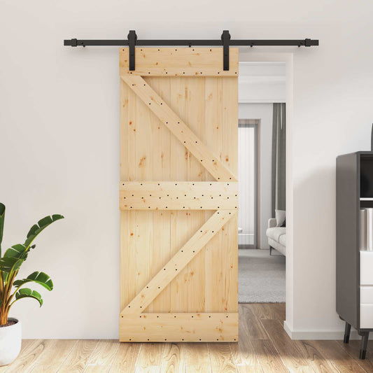 Schuifdeur Naturel en Zwart 85 x 210 cm Massief Grenenhout is nu te koop bij PeponiXL, paradijselijk wonen!