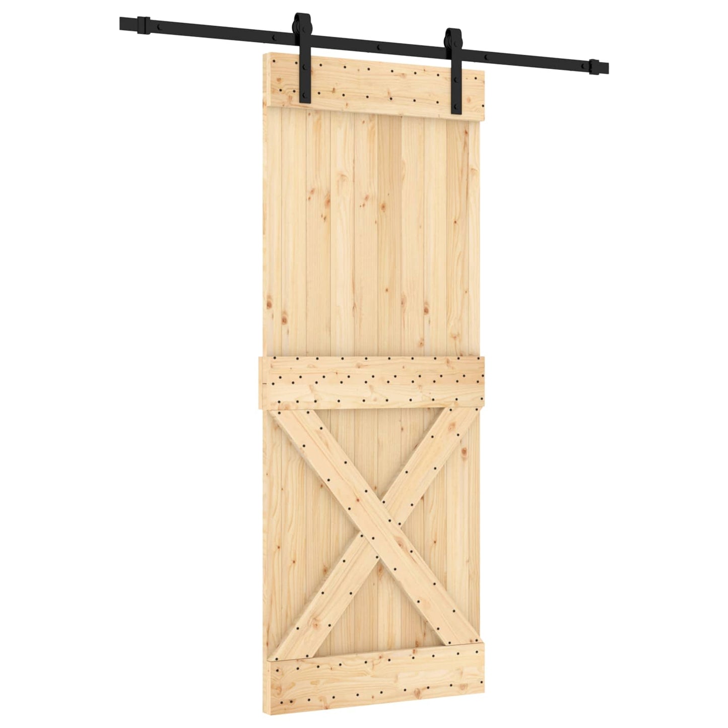 Schuifdeur Naturel en Zwart 80 x 210 cm Massief Grenenhout is nu te koop bij PeponiXL, paradijselijk wonen!