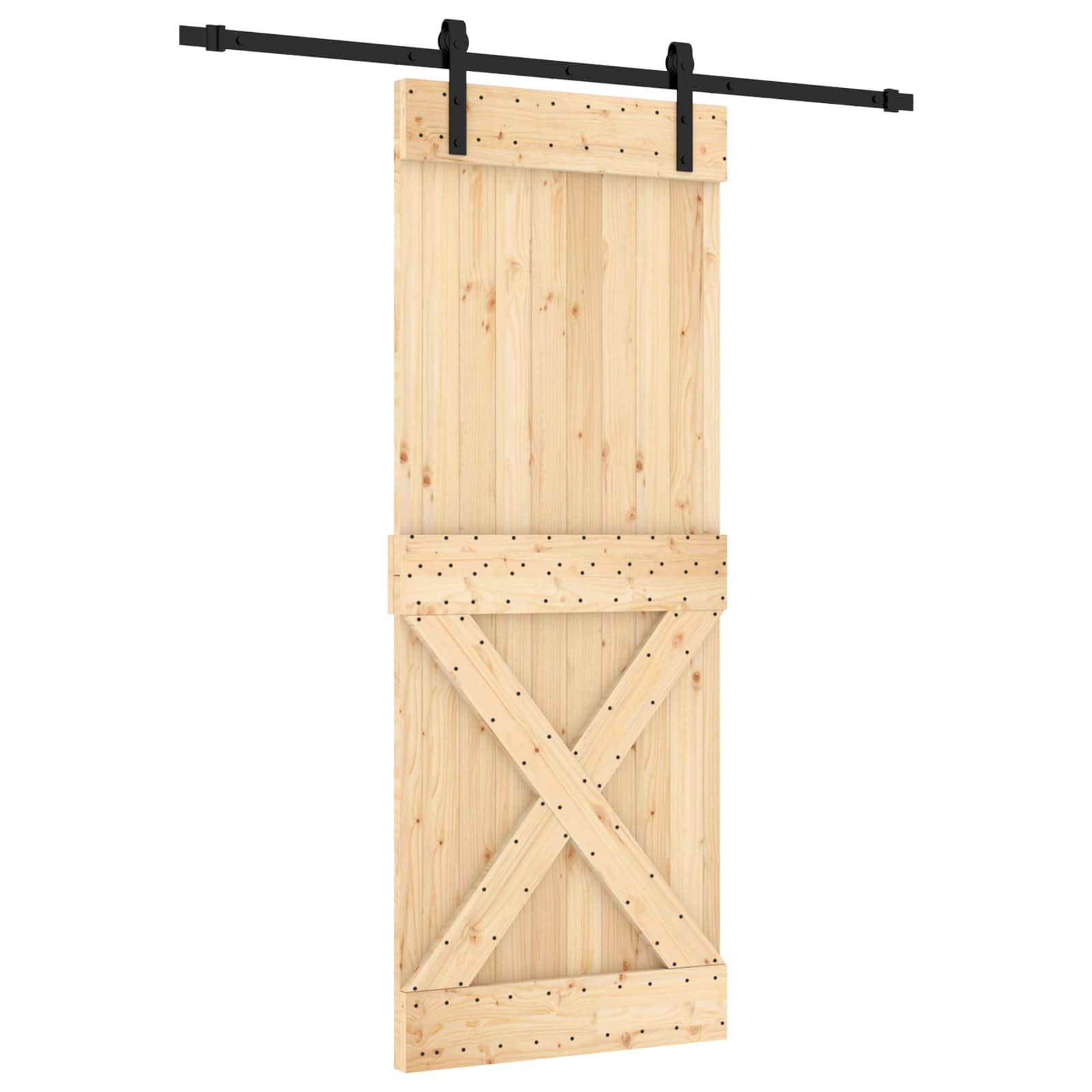 Schuifdeur Naturel en Zwart 80 x 210 cm Massief Grenenhout is nu te koop bij PeponiXL, paradijselijk wonen!