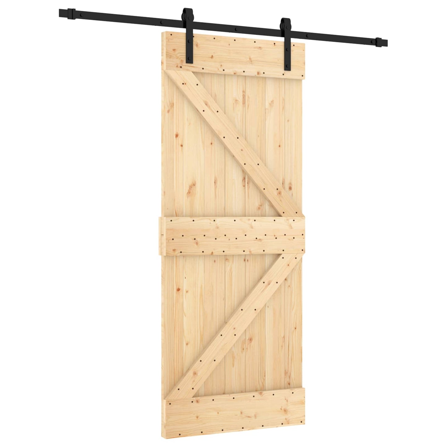 Schuifdeur Naturel en Zwart 85 x 210 cm Massief Grenenhout is nu te koop bij PeponiXL, paradijselijk wonen!