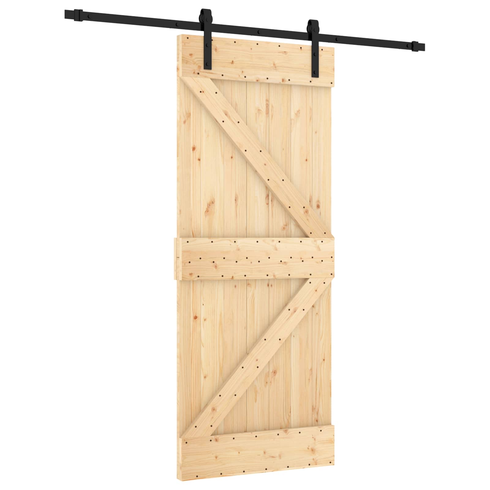 Schuifdeur Naturel en Zwart 85 x 210 cm Massief Grenenhout is nu te koop bij PeponiXL, paradijselijk wonen!