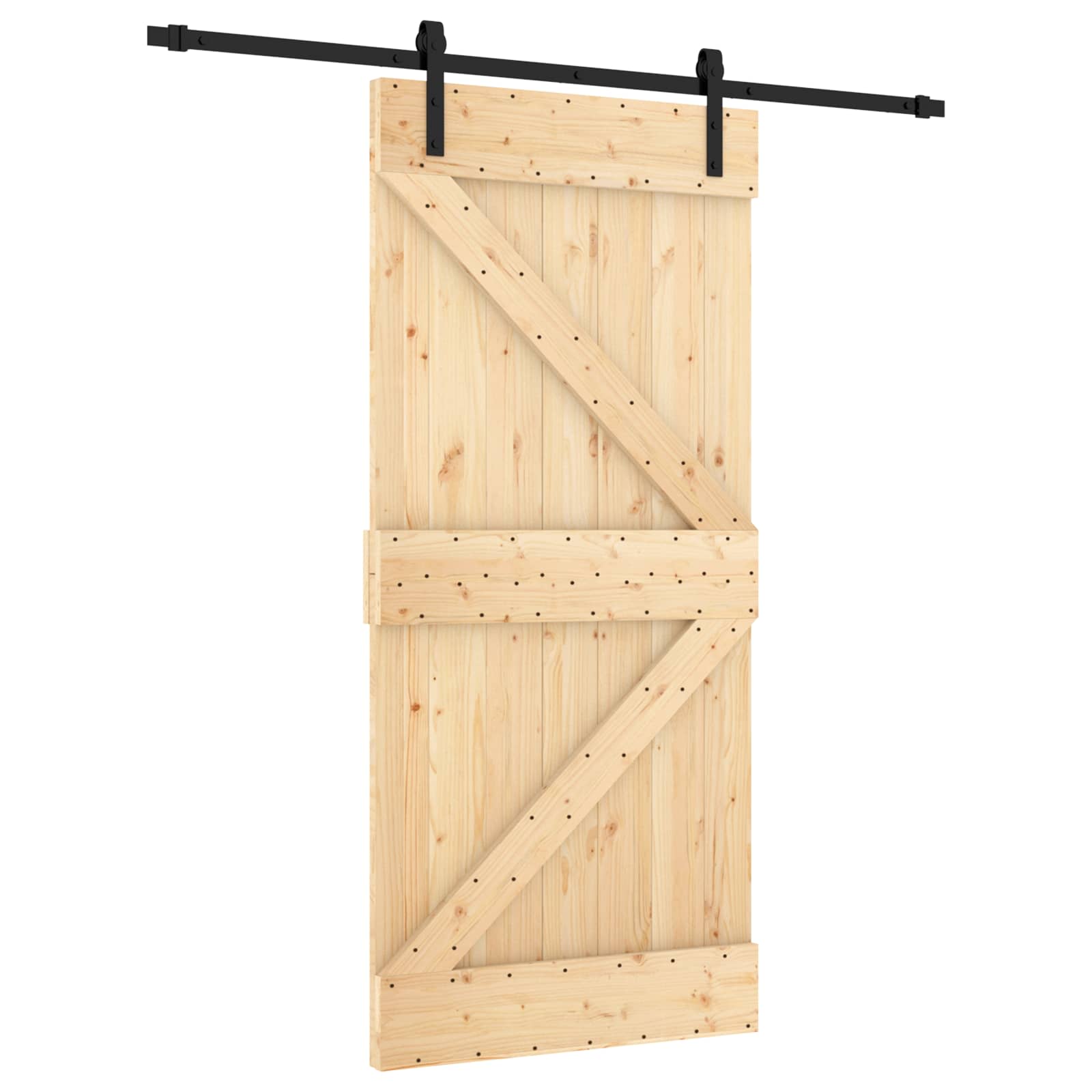 Schuifdeur Naturel en Zwart 95 x 210 cm Massief Grenenhout is nu te koop bij PeponiXL, paradijselijk wonen!