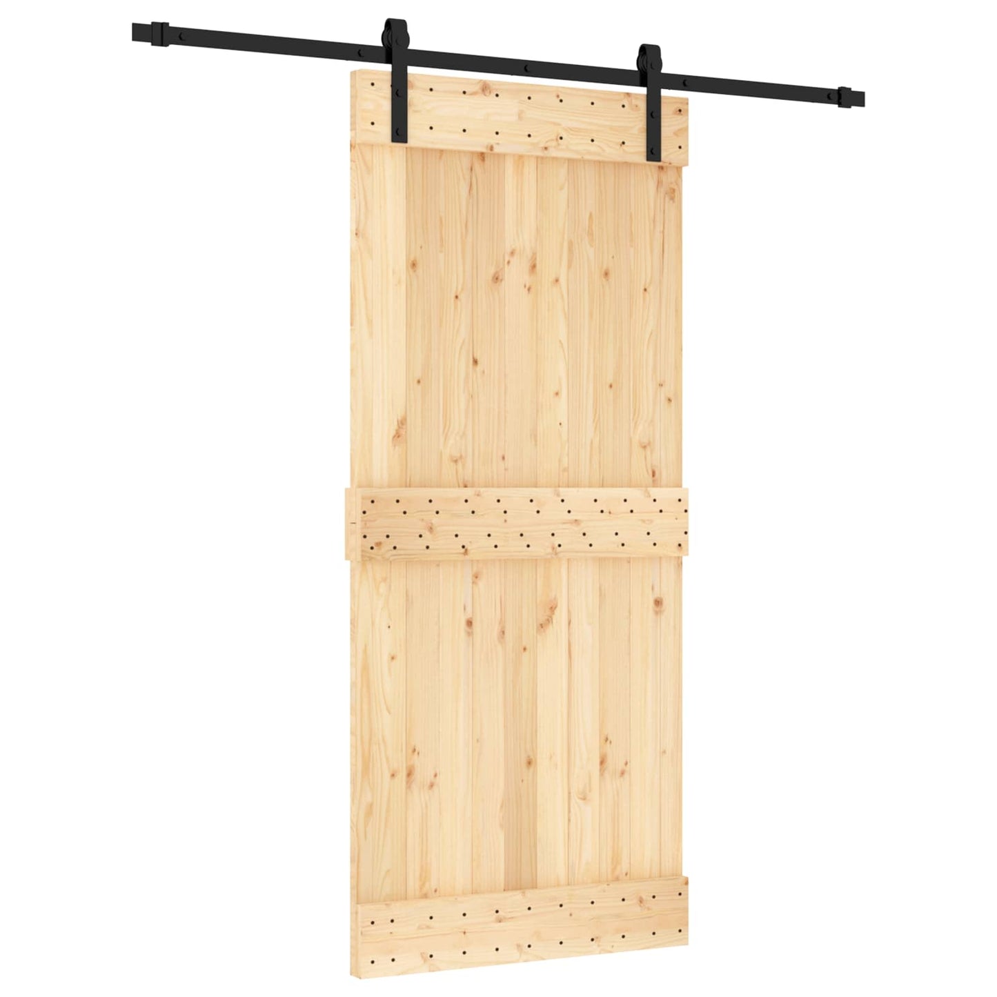 Schuifdeur Naturel en Zwart 90 x 210 cm Massief Grenenhout is nu te koop bij PeponiXL, paradijselijk wonen!