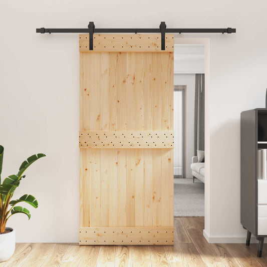 Schuifdeur Naturel en Zwart 95 x 210 cm Massief Grenenhout is nu te koop bij PeponiXL, paradijselijk wonen!