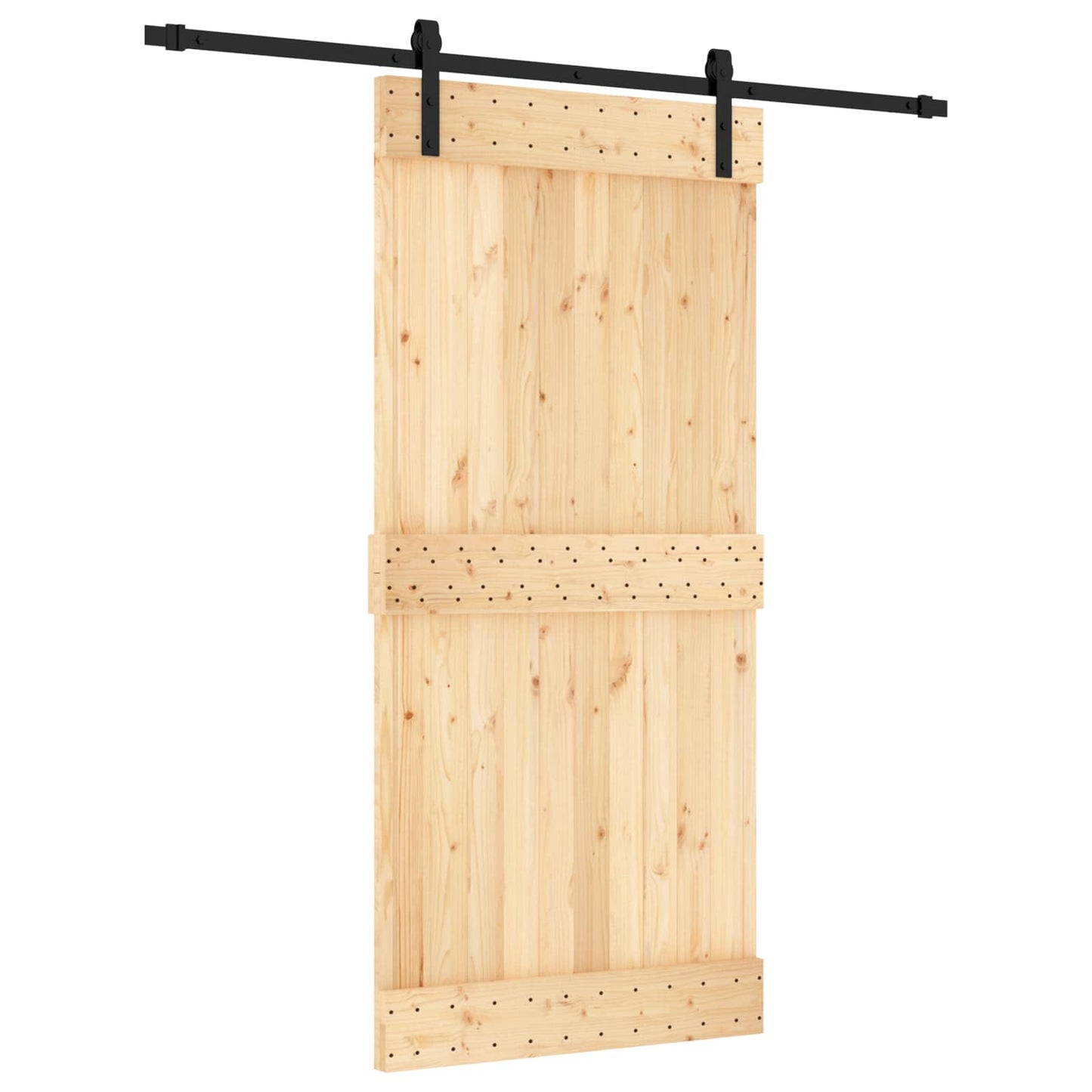Schuifdeur Naturel en Zwart 95 x 210 cm Massief Grenenhout is nu te koop bij PeponiXL, paradijselijk wonen!