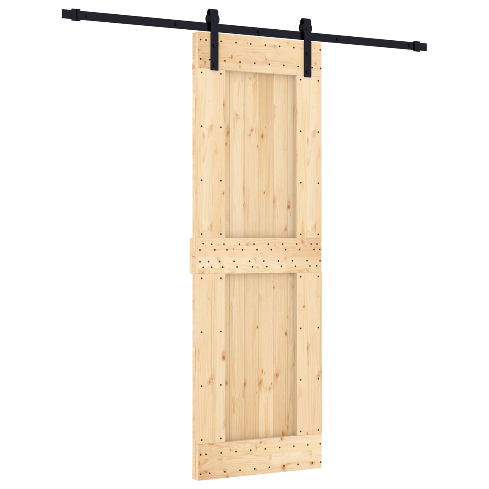 Schuifdeur Naturel en Zwart 70 x 210 cm Massief Grenenhout is nu te koop bij PeponiXL, paradijselijk wonen!