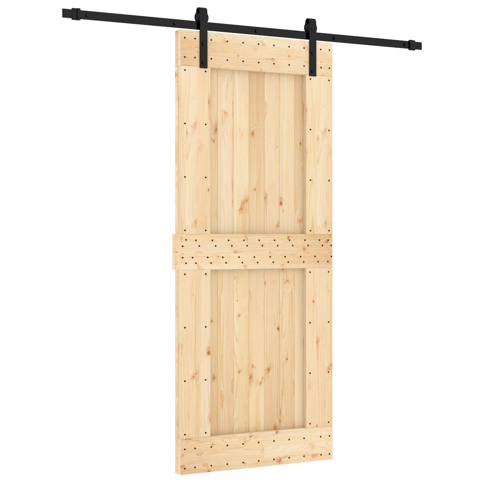 Schuifdeur Naturel en Zwart 85 x 210 cm Massief Grenenhout is nu te koop bij PeponiXL, paradijselijk wonen!