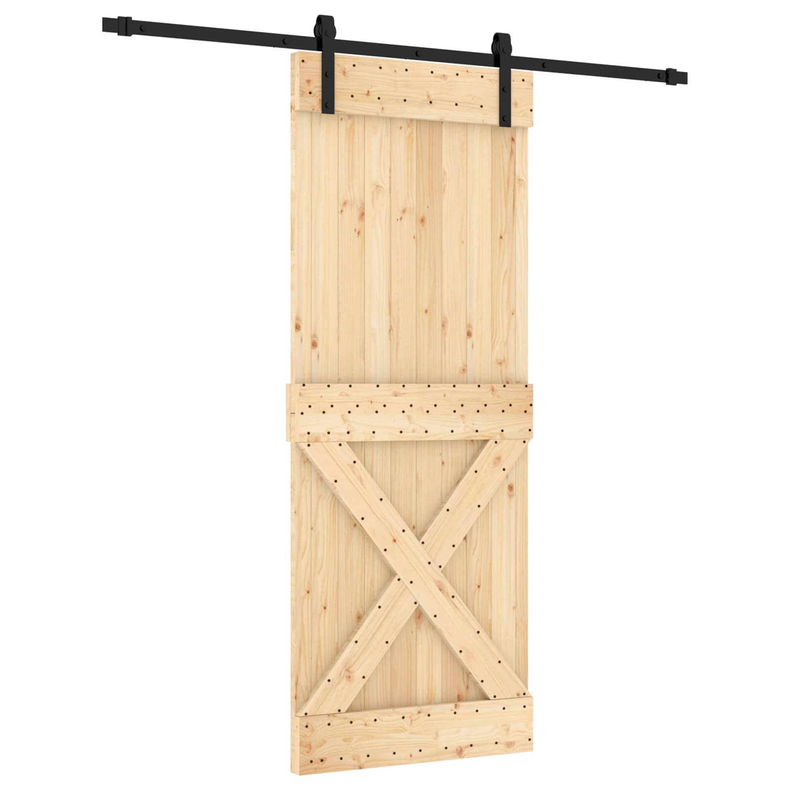 Schuifdeur Naturel en Zwart 80 x 210 cm Massief Grenenhout is nu te koop bij PeponiXL, paradijselijk wonen!
