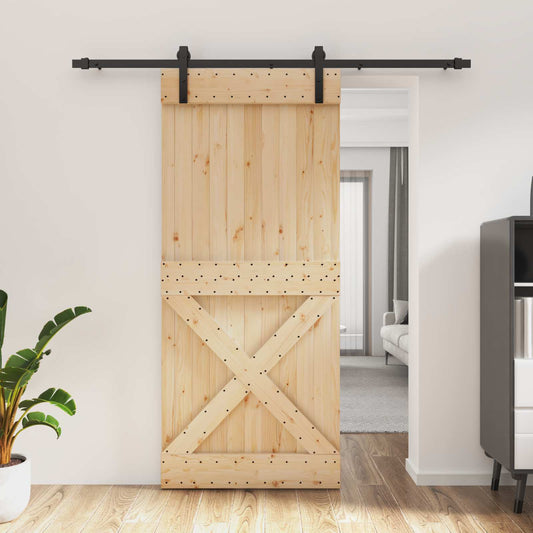 Schuifdeur Naturel en Zwart 90 x 210 cm Massief Grenenhout is nu te koop bij PeponiXL, paradijselijk wonen!