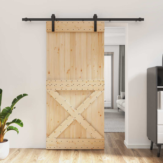 Schuifdeur Naturel en Zwart 95 x 210 cm Massief Grenenhout is nu te koop bij PeponiXL, paradijselijk wonen!