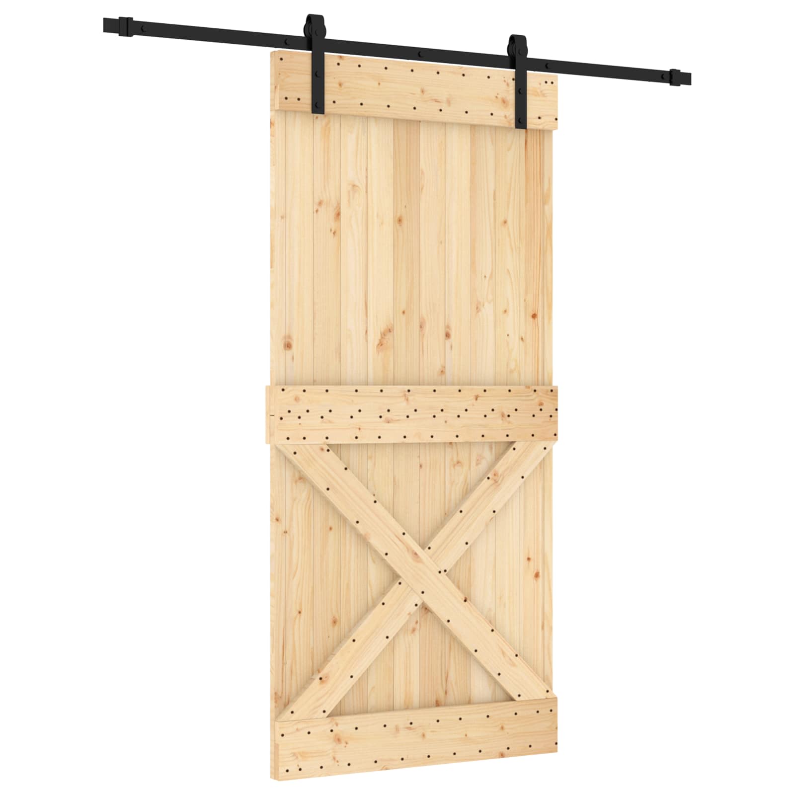 Schuifdeur Naturel en Zwart 95 x 210 cm Massief Grenenhout is nu te koop bij PeponiXL, paradijselijk wonen!