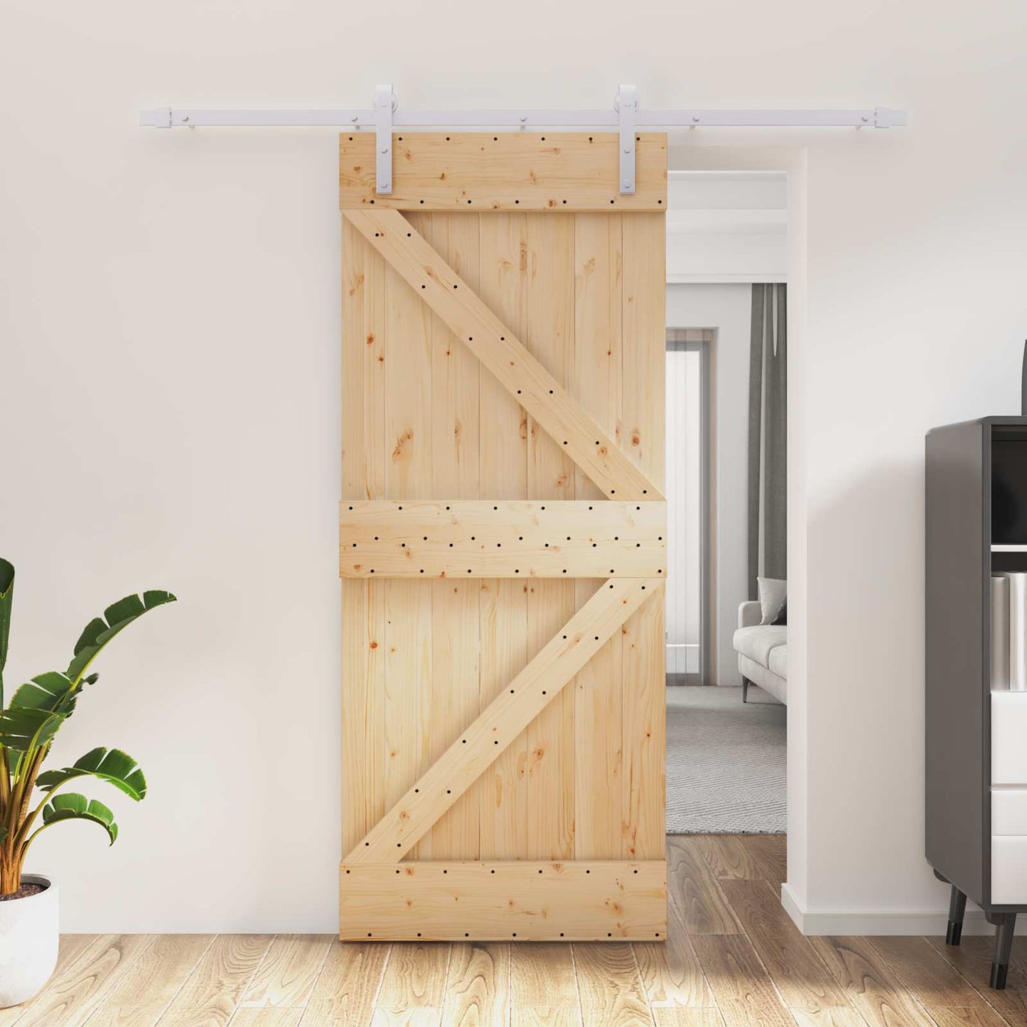 Schuifdeur Natuurlijk en Wit 85 x 210 cm Massief Grenenhout is nu te koop bij PeponiXL, paradijselijk wonen!