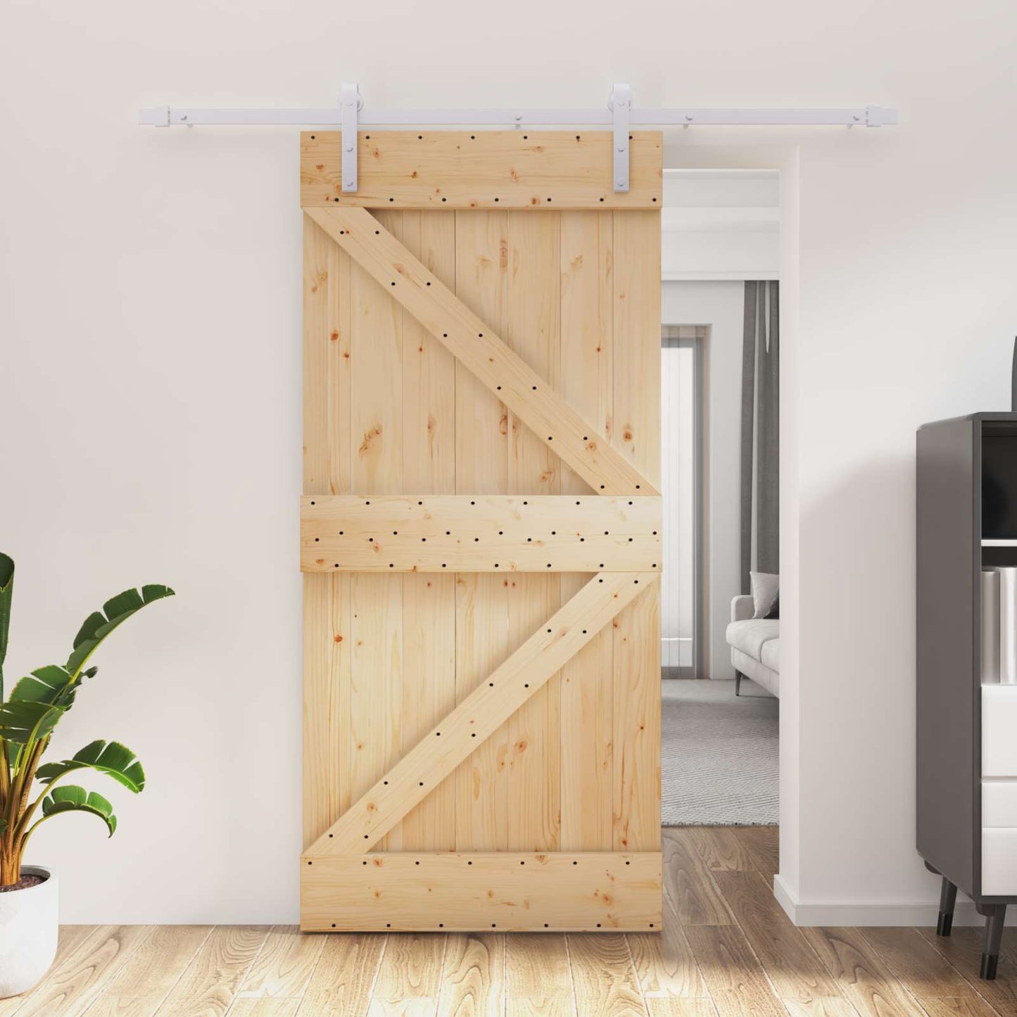Schuifdeur Natuurlijk en Wit 95 x 210 cm Massief Grenenhout is nu te koop bij PeponiXL, paradijselijk wonen!