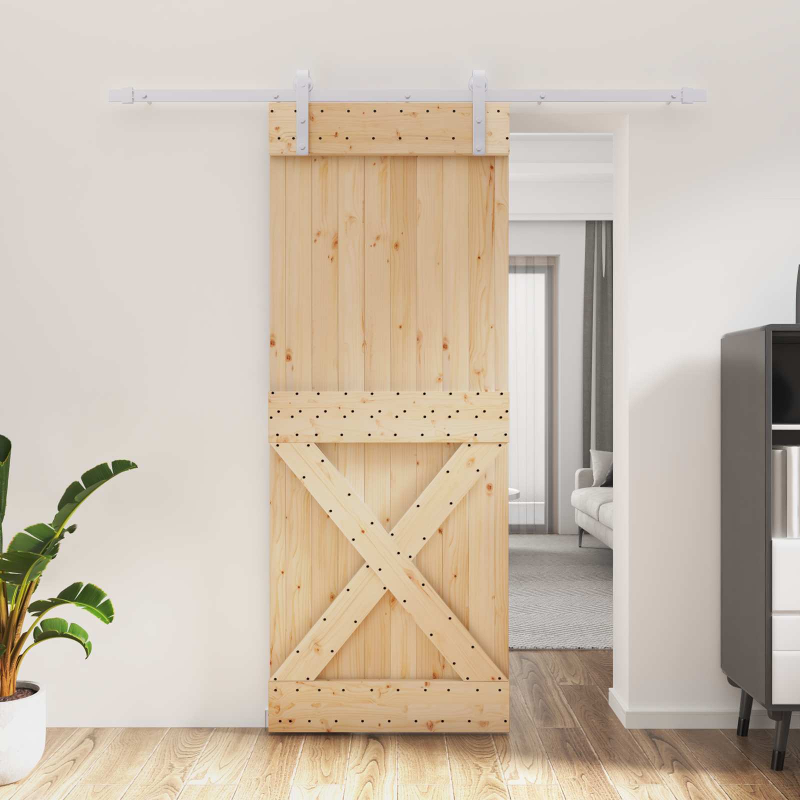 Schuifdeur Natuurlijk en Wit 80 x 210 cm Massief Grenenhout is nu te koop bij PeponiXL, paradijselijk wonen!