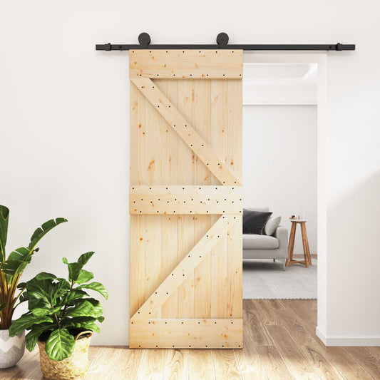 Schuifdeur Naturel en Zwart 85 x 210 cm Massief Grenenhout is nu te koop bij PeponiXL, paradijselijk wonen!