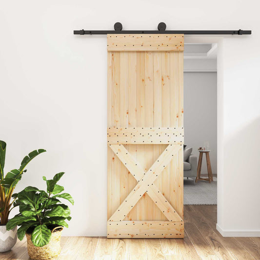 Schuifdeur Naturel en Zwart 80 x 210 cm Massief Grenenhout is nu te koop bij PeponiXL, paradijselijk wonen!